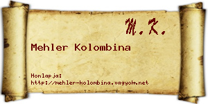 Mehler Kolombina névjegykártya